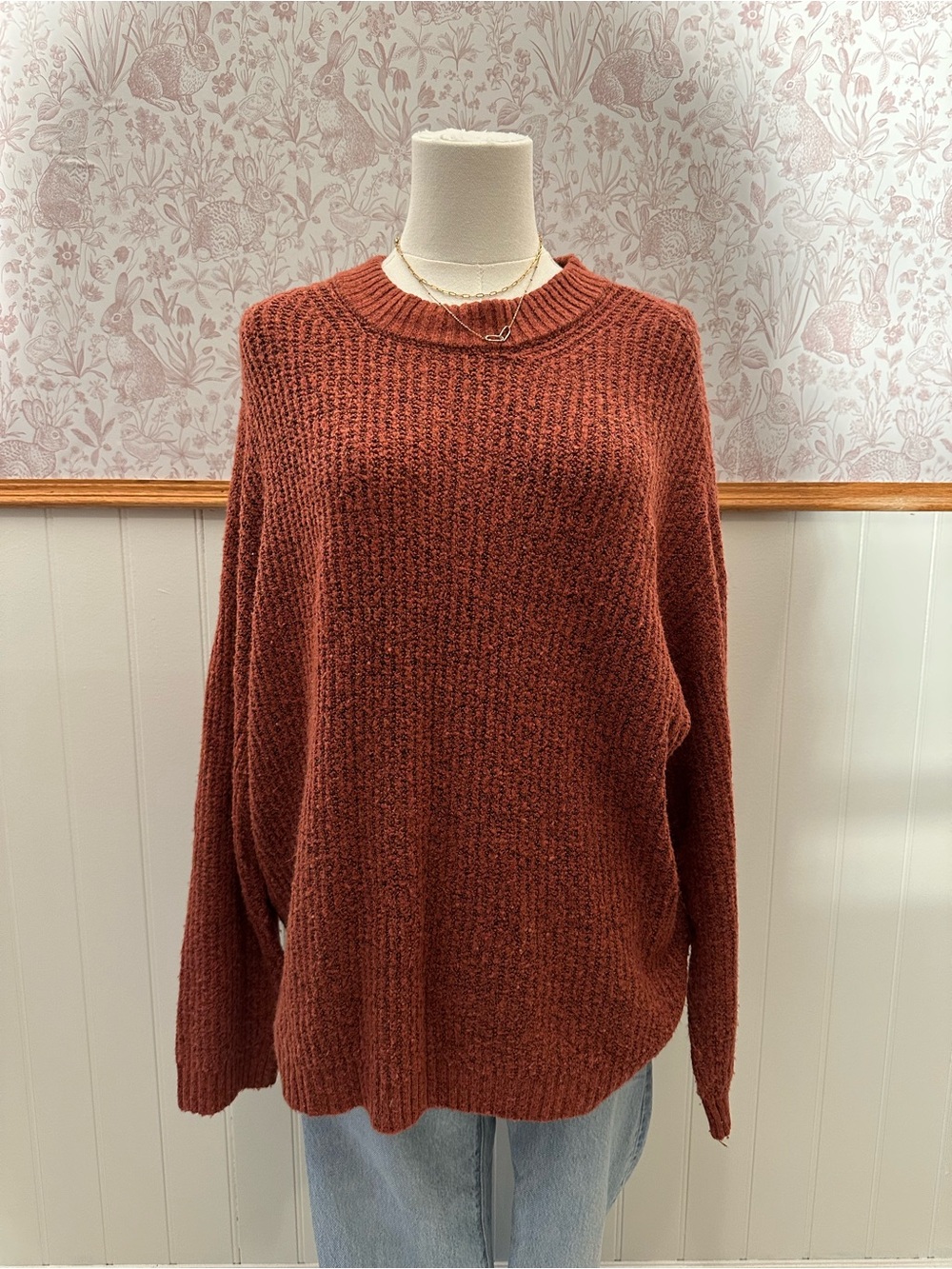 American Eagle Outfitters Cozy Rust Crewneck Sweater - Picture 2 of 7